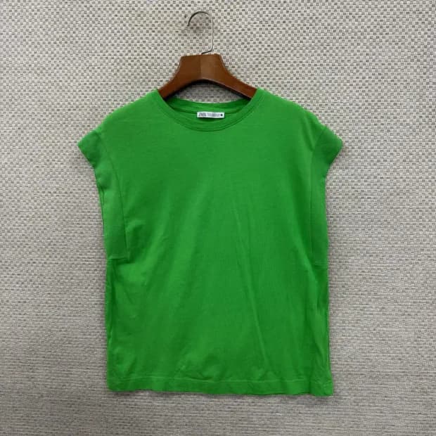 자라 ZARA 그린 무지 여자 나시티 민소매티 90 D07839
