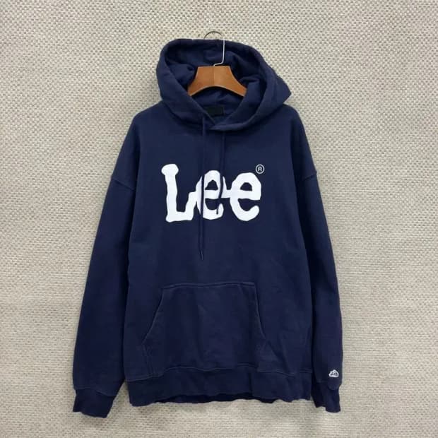 리 LEE 네이비 빅로고 오버핏 후드티 100 D07856