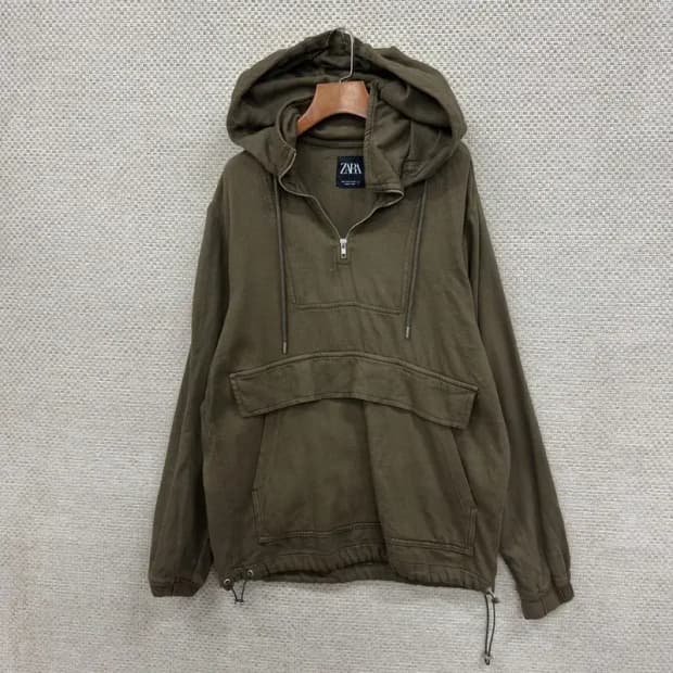자라 ZARA 오버핏 스트링 반집업 후드티 100 D08030