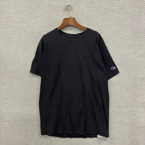 챔피온 블랙 캐주얼 무지 반팔티 100 D08041