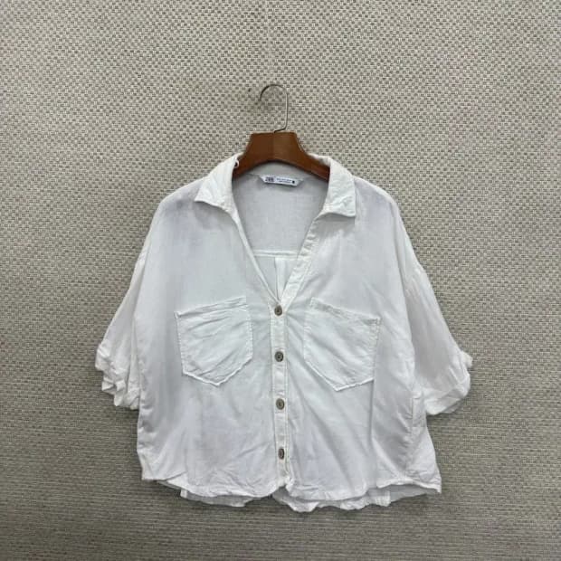 자라 ZARA 린넨 포켓 반팔 셔츠 95 D08304