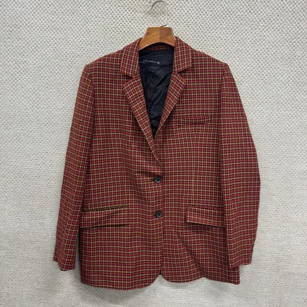 자라 ZARA 우먼스 정장자켓 체크 블레이저 95 D11278