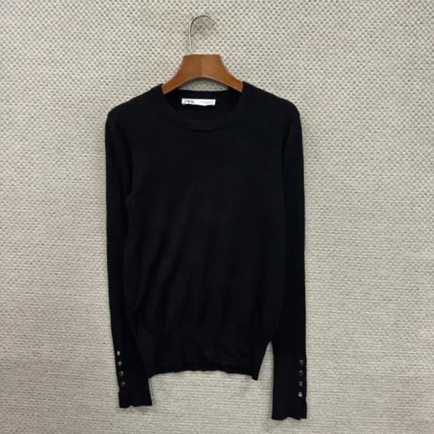 자라 ZARA 블랙 캐주얼 여자 비스코스 혼방 니트 95 D11451
