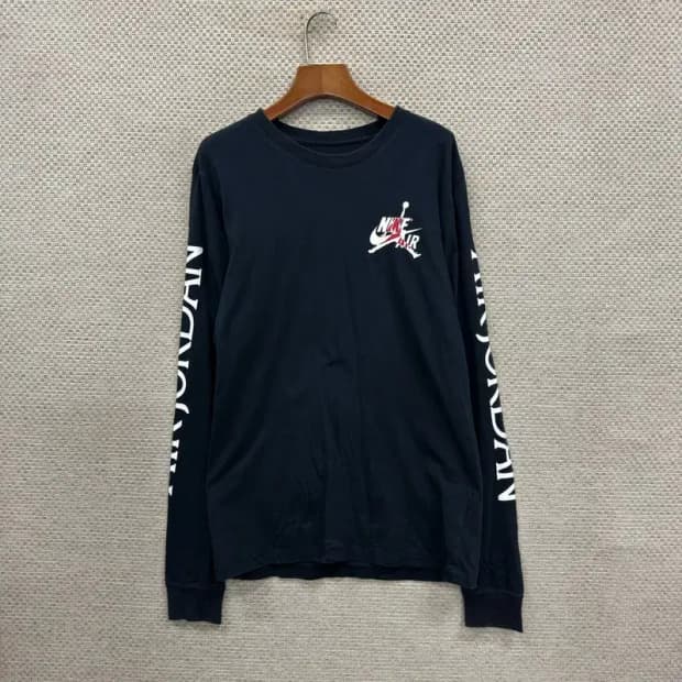 나이키 조던 블랙 사이드라인 프린팅 롱슬리브 긴팔티 90 D11535