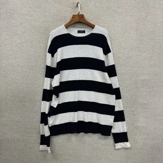 자라 ZARA 오버핏 단가라 코튼 니트 스웨터 105 D11693