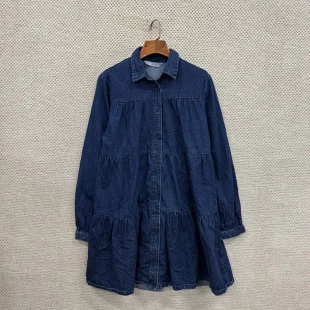 에잇세컨즈 캐쥬얼 캉캉 데님 청 원피스 100 D12166