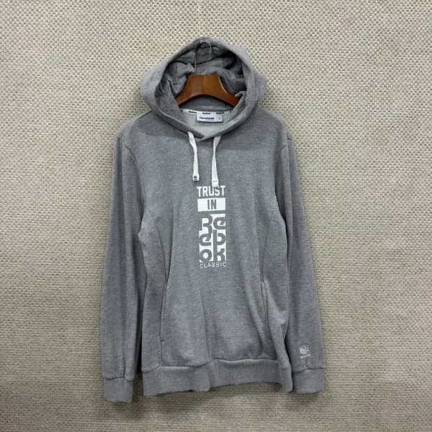 리복 캐쥬얼 프린팅 로고 그레이 후드티 95 A00403