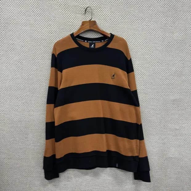 캉골 캐주얼 자수로고 단가라 스웻셔츠 맨투맨 105 A00645