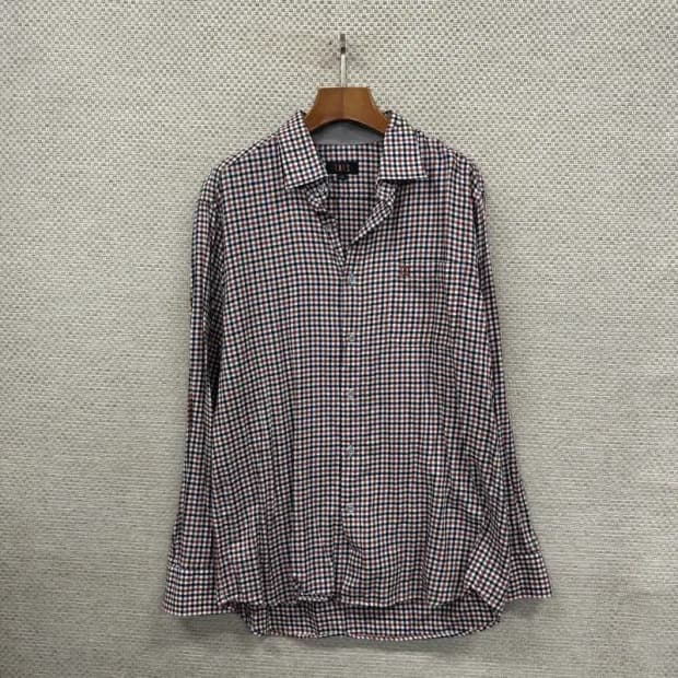 닥스 캐주얼 자수로고 체크 긴팔 셔츠 105 A00742