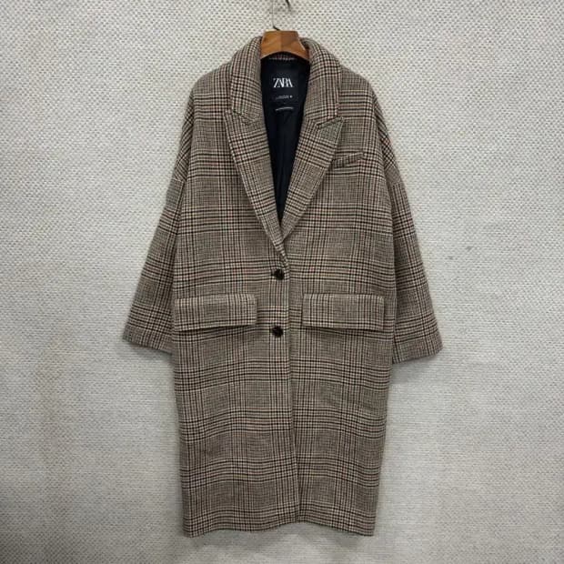 자라 ZARA 캐주얼 모직 오버핏 롱 코트 자켓 S A01413
