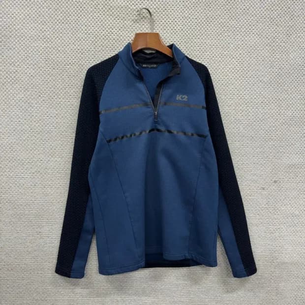 K2 아웃도어 프린팅로고 약기모 반집업 긴팔티 100 A01414