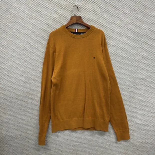 타미힐피거 캐주얼 자수로고 피마코튼 니트 스웨터 XL A01428