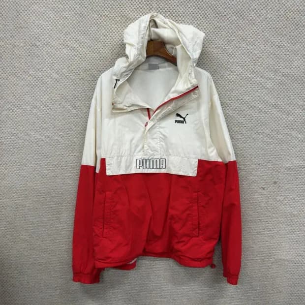 푸마 캐주얼 프린팅로고 아노락 반집업 바람막이 L A01485