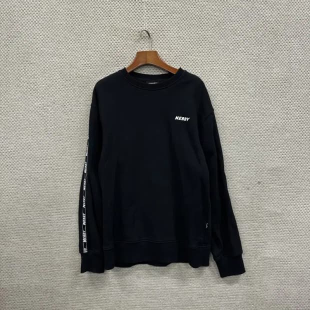 널디 캐주얼 블랙 프린팅 맨투맨 S A01563