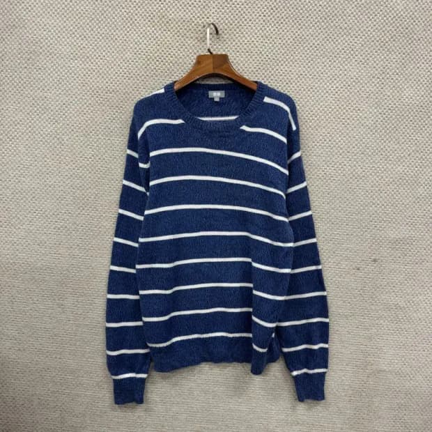 유니클로 캐주얼 스트라이프 코튼 니트 스웨터 L A01805