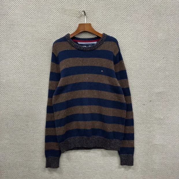 타미힐피거 캐주얼 자수로고 스프링클 니트 스웨터 M A01971