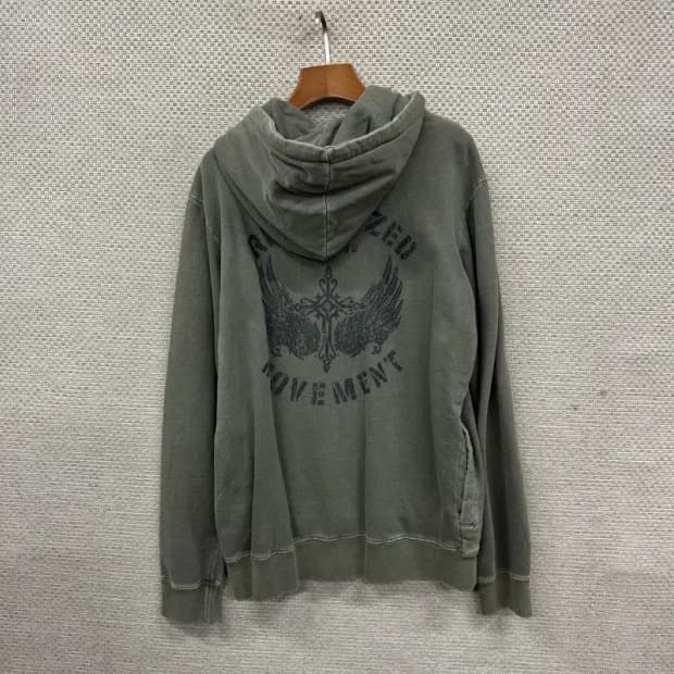 버커루 빈티지 스트릿 백프린팅 피그먼트 후드티 M A01980