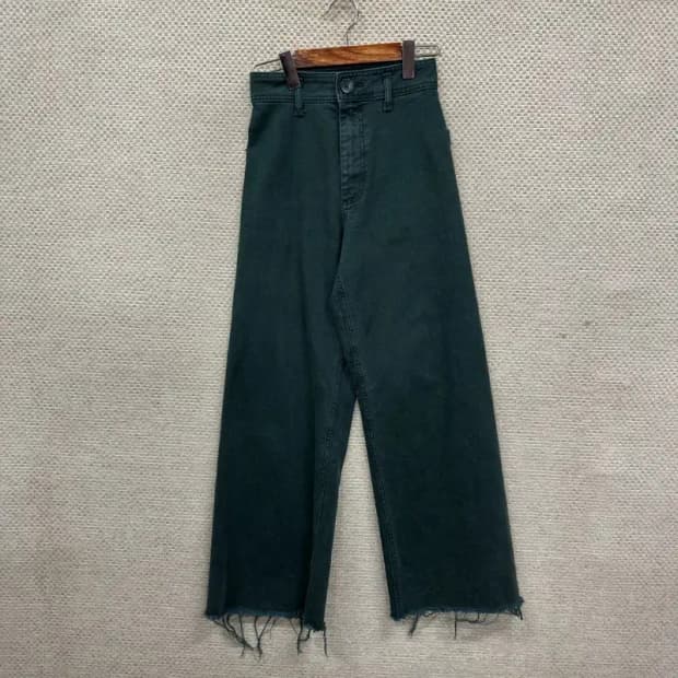 자라 ZARA 캐주얼 컷팅 와이드핏 그린 청바지 24인치 A01999