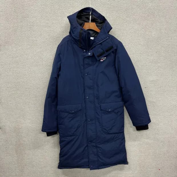 리복 프린팅로고 깃털 다운 롱 패딩 점퍼 S A02069