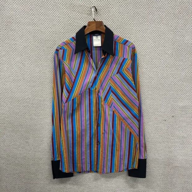 베르사체 정품 아카이브 패턴 빈티지 셔츠 95 A02131