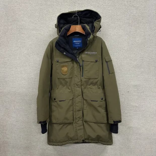 디스커버리 자수로고 거위털 덕다운 롱 패딩 점퍼 95 A02209