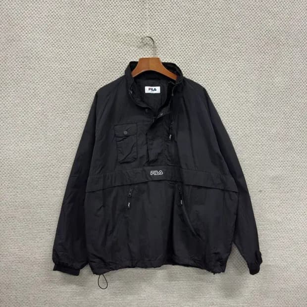 필라 캐주얼 센터로고 오버핏 아노락 반집업 바람막이 M A02286