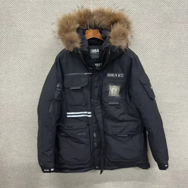 NBA 브루클린 너구리퍼 거위털 구스다운 패딩 점퍼 L A02460