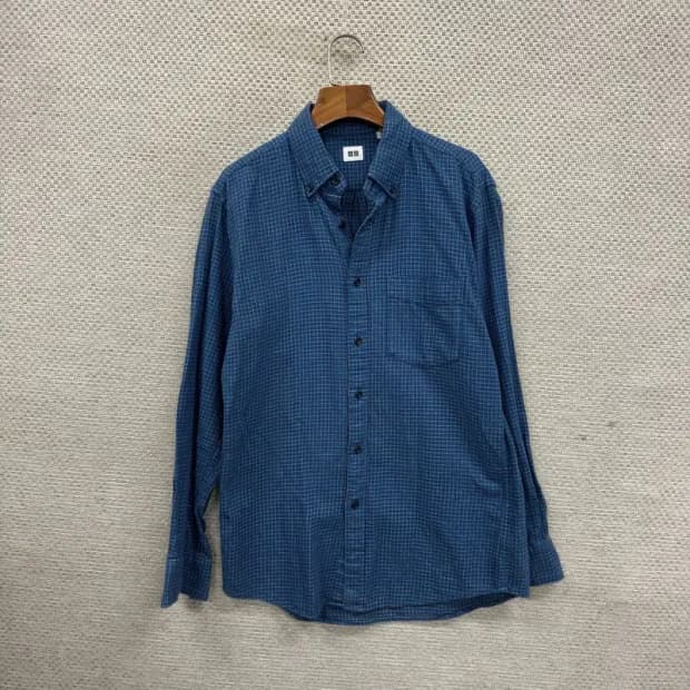 유니클로 캐주얼 체그 긴팔 셔츠 M A02454