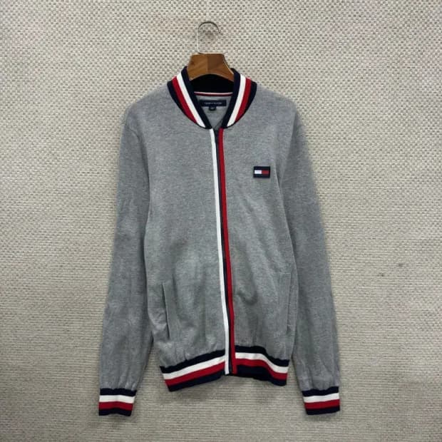 타미힐피거 캐주얼 패치로고 코튼 니트 집업 가디건 S A02544