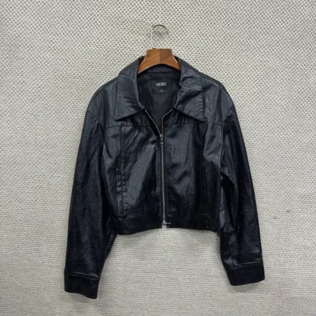 미쏘 라이더 크롭 레더 가죽 자켓 L A02552