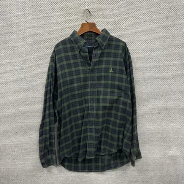 빈폴 캐주얼 자수로고 체크 긴팔 셔츠 105 A02789