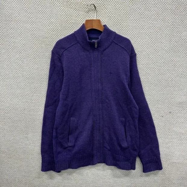 헤지스 캐주얼 자수로고 울 니트 집업 가디건 100 A03111