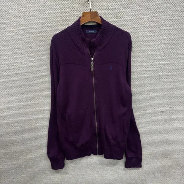 헤지스 캐주얼 자수로고 울 니트 집업 가디건 95 A03167