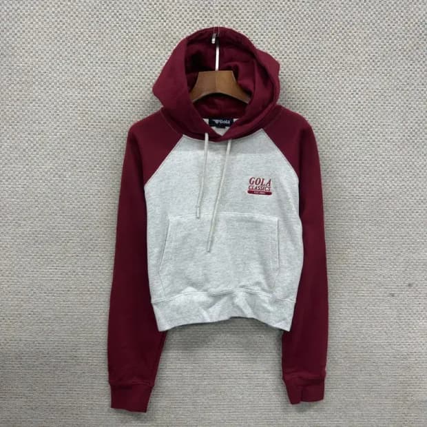 골라 캐주얼 자수로고 크롭 후드티 F A03172