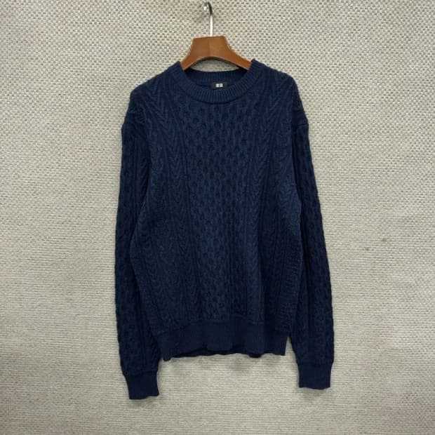 유니클로 캐주얼 울 꽈배기 니트 스웨터 L A03350