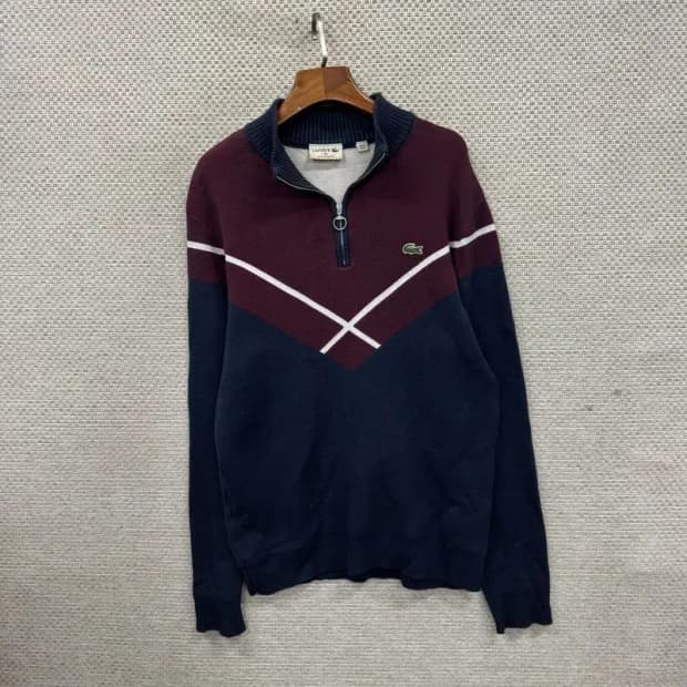 라코스테 캐주얼 자수로고 반집업 니트 M A03404