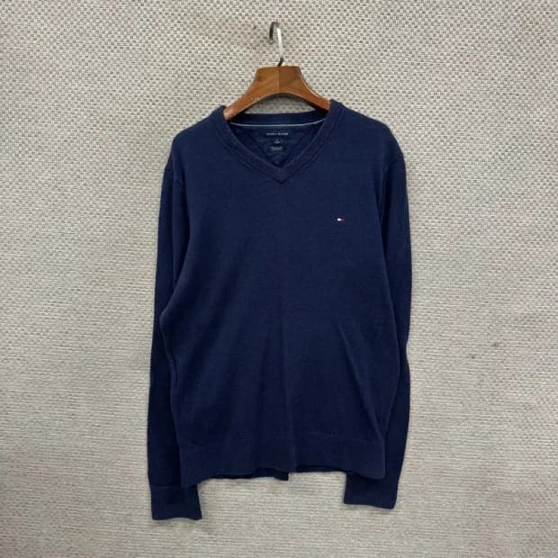 타미힐피거 캐주얼 자수로고 피마코튼 니트 M A03410