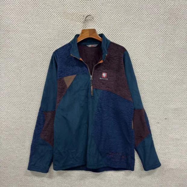 블랙야크 아웃도어 자수로고 후리스 반집업 긴팔티 105 A03582