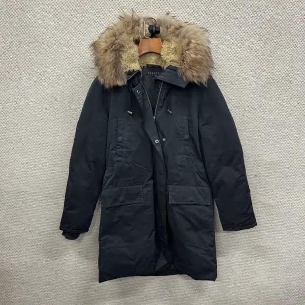 띠어리 캐주얼 라쿤퍼 롱 패딩 점퍼 S A04690