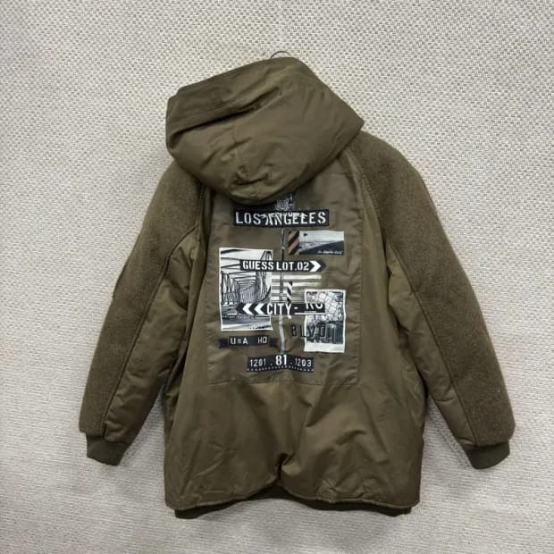 게스 캐주얼 백프린팅 항공 점퍼 패딩 XS A04713