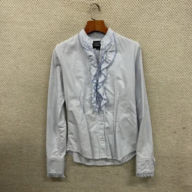 폴로 랄프로렌 캐주얼 스트라이프 프릴 긴팔 셔츠 XS A04773