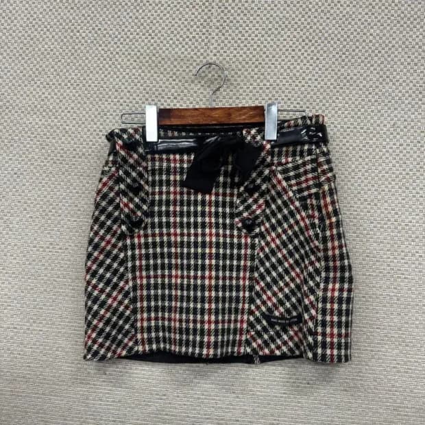 시스템 한섬 캐주얼 체크 울 미니스커트 64 A05034