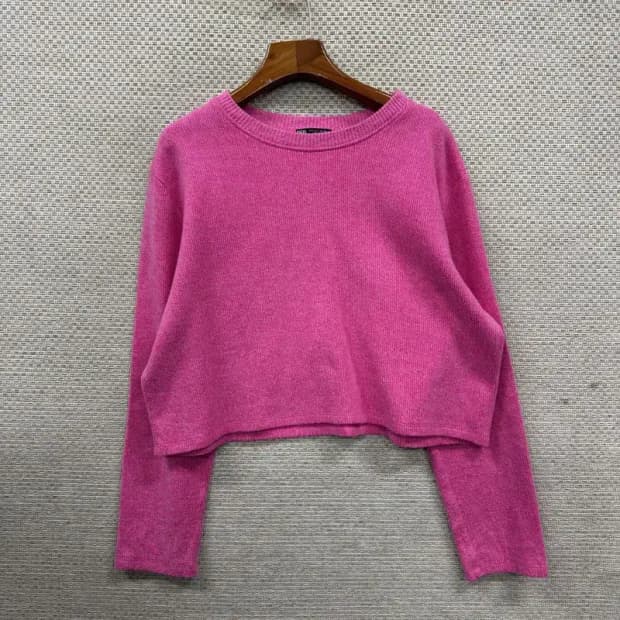 자라 ZARA 핑크 크롭 니트 L A05086