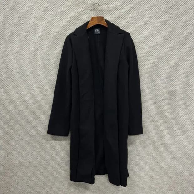 자라 ZARA 블랙 오픈 롱코트 S A05088
