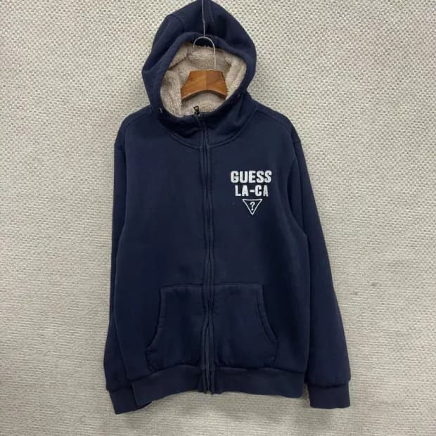 게스 캐주얼 자수로고 양털안감 후드집업 XL A05255