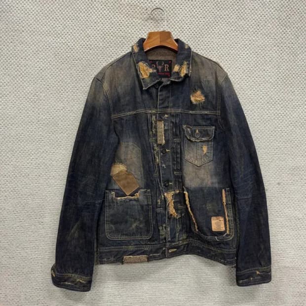 버커루 디스트로이드 슬림핏 빈티지 데님 청자켓 L A05490