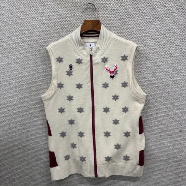 와이드앵글 골프 자수로고 방풍 울 니트 조끼 105 A05583