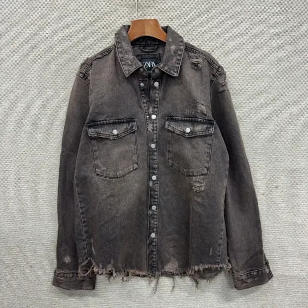 자라 ZARA 빈티지워싱 디스트로이드 데님 자켓 M A05574