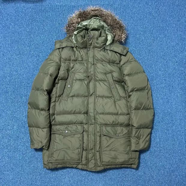 타미힐피거 덕다운 카키 밀리터리 롱패딩