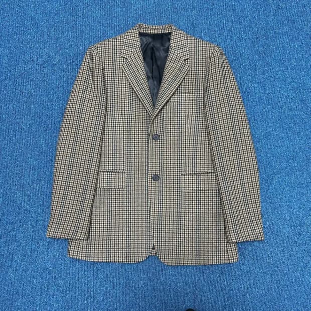 MNGU 싱글 브레스티드 투버튼 블레이저 체크 자켓